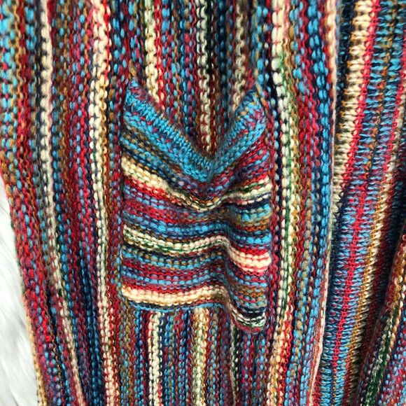 POL Multi-colored Duster Length Lightweight Cardigan, Open Front, Pockets, SZ L - Picture 11 of 12